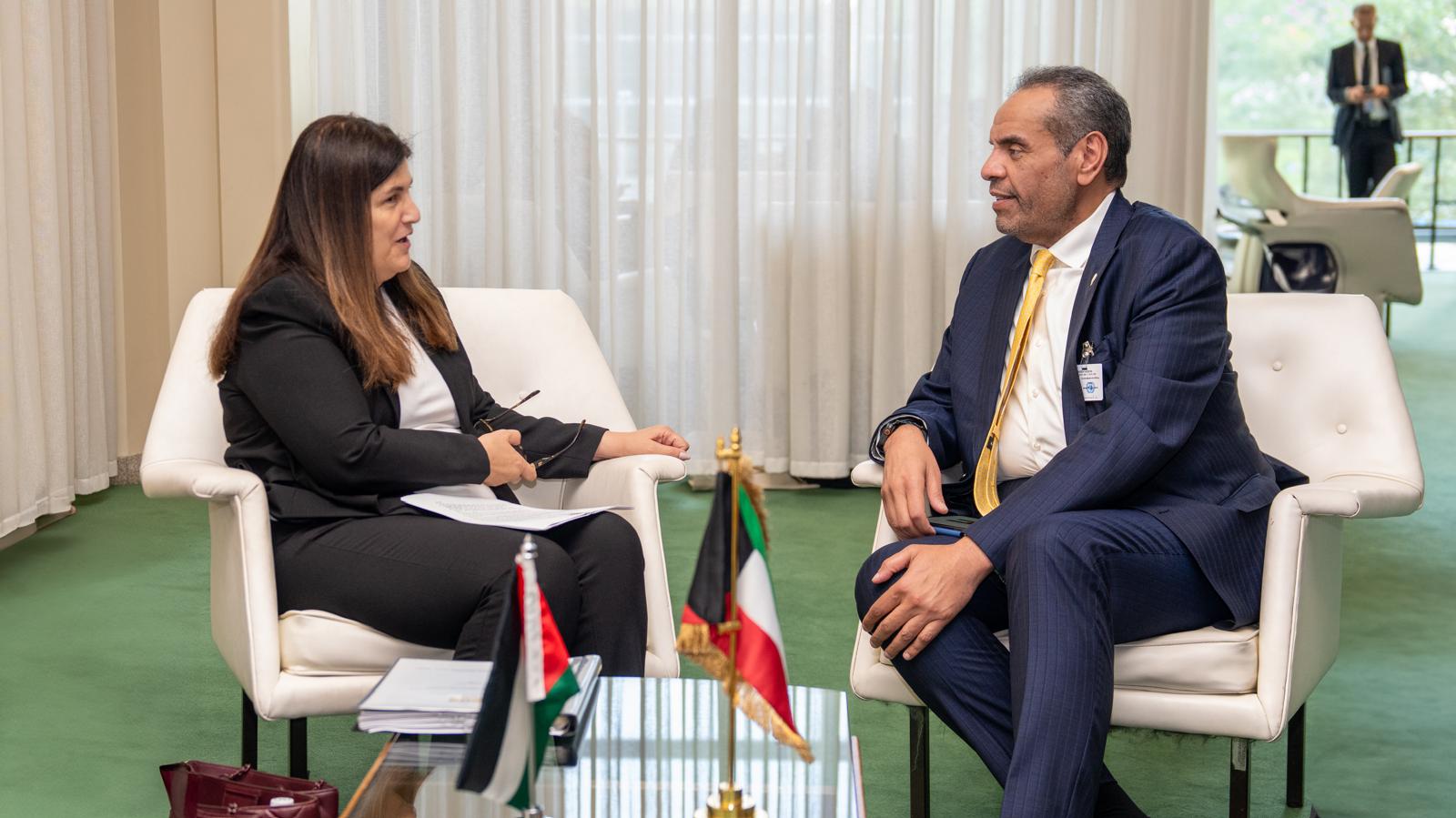 وزير الخارجية يلتقي نظيرته الفلسطينية على هامش مؤتمر حل الدولتين